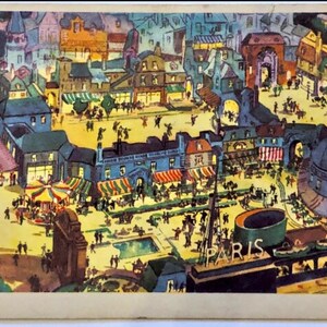 Carte postale vintage 1933 Exposition internationale de Chicago, exposition des rues de Paris