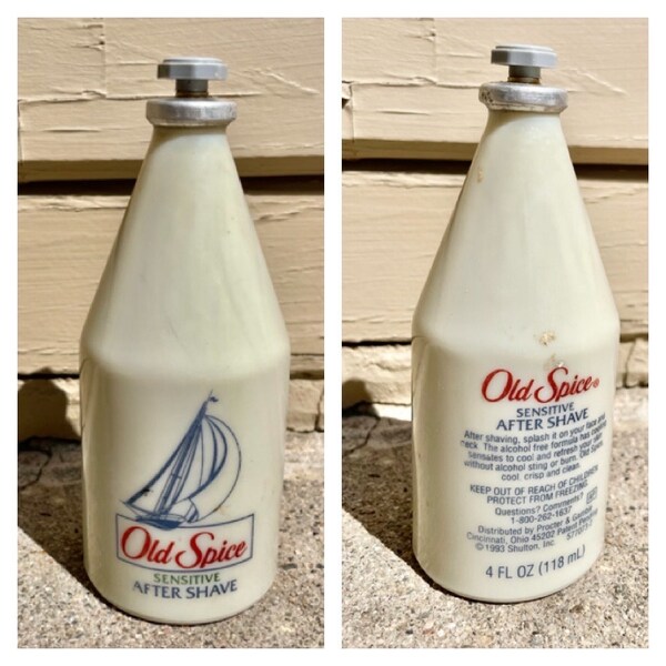 Vintage 1993 Old Spice Sensitive Aftershave Bottle