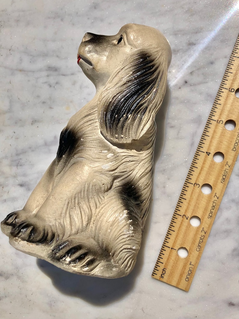 Vintage Chalkware Plaster Dog Statue Etsy