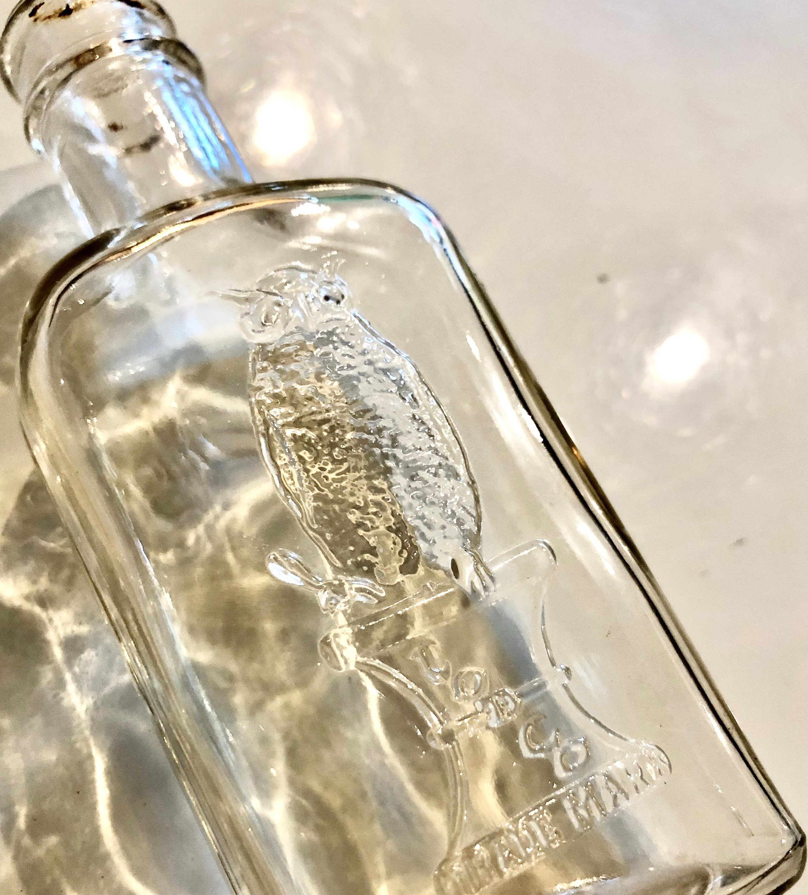 Vintage The Owl Drug Co. Embossed Glass Bottle