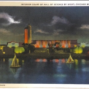 Vintage 1933 Chicago International Expo Worlds Fair Hall of Science Postcard