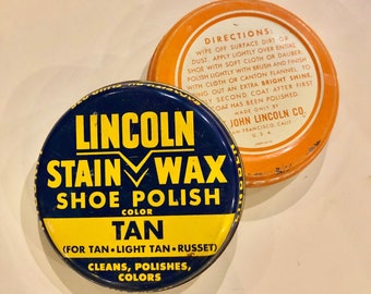 Cera para lustrar zapatos Lincoln Stain vintage John Lincoln Co. Lata Lindsey Can Co.