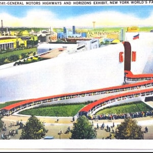 Vintage 1939 New York Worlds Fair General Motor Highways and Horizons Exhibit Postcard