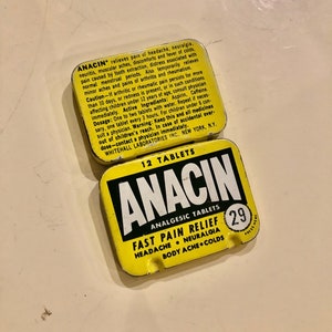 Vintage geneeskrachtige anacin-blikjes
