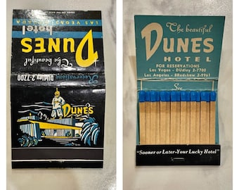 Vintage 1950s The Beautiful Dunes Hotel Las Vegas Nevada The Sultans Table Matchbook