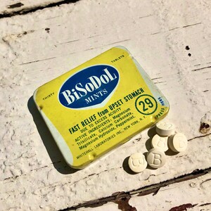 Vintage Bisodol Whitehall Lab Mints and Tin Contianer