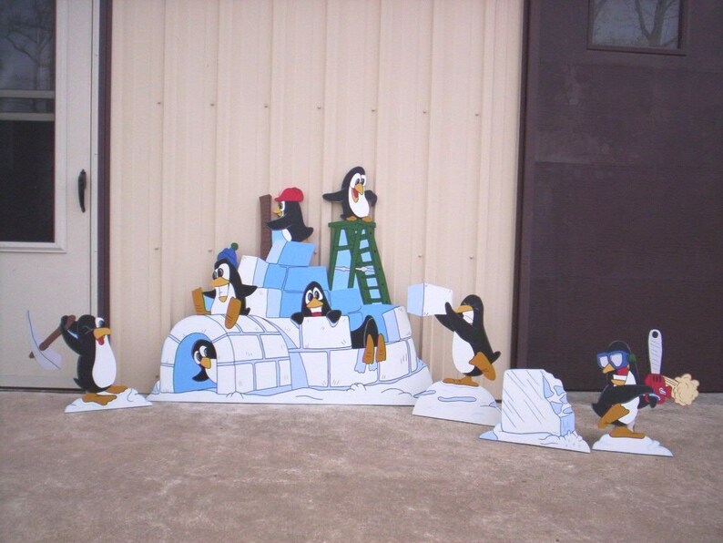 Penguins Building an Igloo Winter Christmas 5 piece Yard ...