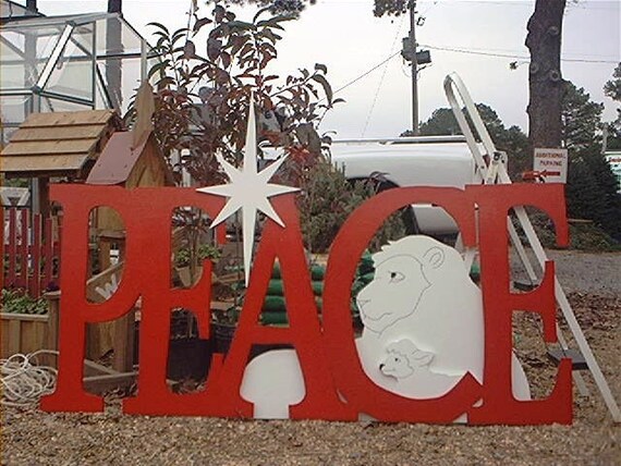 PEACE Christmas Lion and Lamb Yard Lawn Art Ornament | Etsy