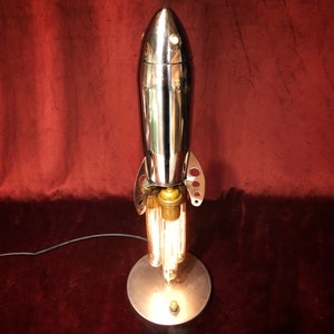 Illuminated Silver Spaceship Rocket image 5
