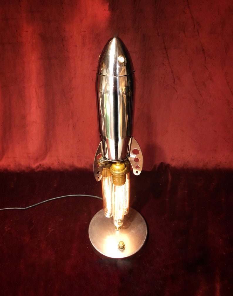 Illuminated Silver Spaceship Rocket image 5