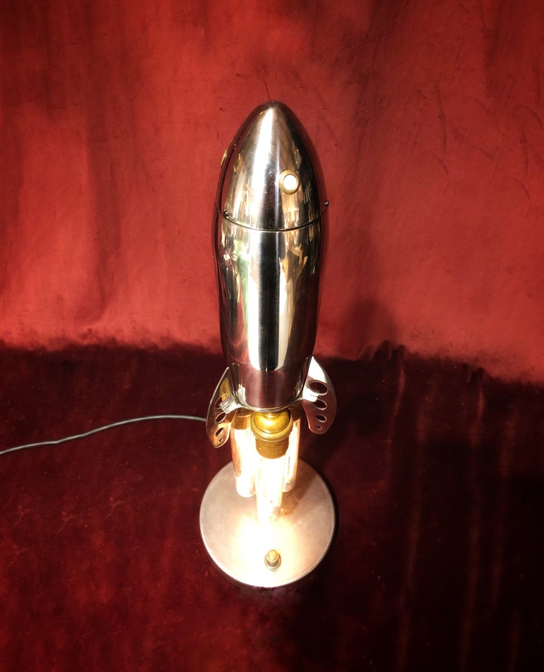 Illuminated Silver Spaceship Rocket image 3