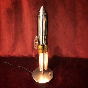 Illuminated Silver Spaceship Rocket image 4