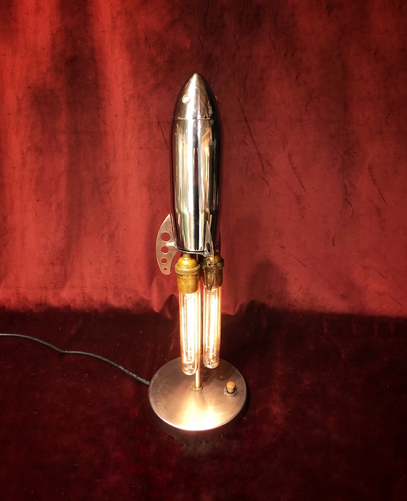 Illuminated Silver Spaceship Rocket image 4
