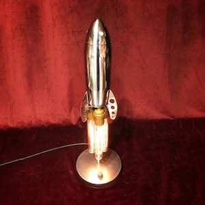 Illuminated Silver Spaceship Rocket image 1