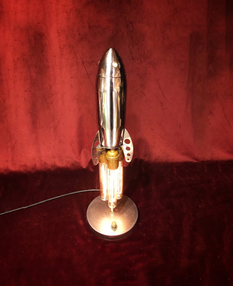 Illuminated Silver Spaceship Rocket image 1