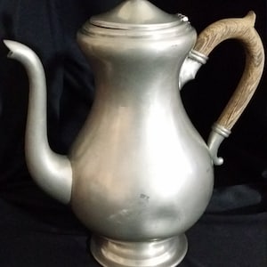 Pewter Coffee Pot, Royal Holland, Wood Handle, Daalderop KMD, Holland, Vintage Collectible, Decorative, Functional