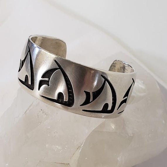 Vintage Hopi Sterling Silver Cuff Bracelet: Bernard Dawahoya