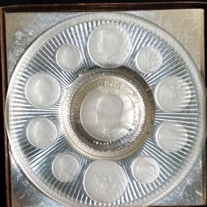Crystal Coins, Collectors Plate, 1971 Series, Imperial Glass Corporation, Vintage Collectible