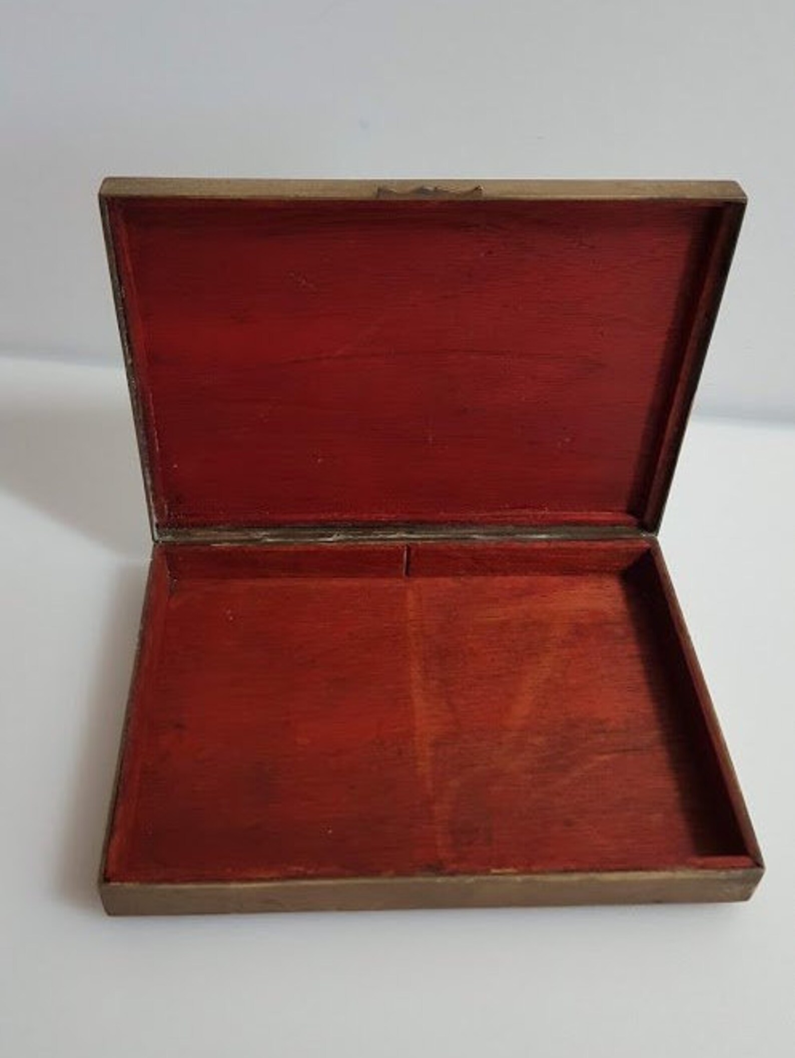 Asian Cigarette Case Brass Wood Interior Hinged Lid Floral - Etsy