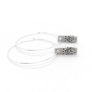 Platinum and Black - Fused to Glass - Earrings - .925 Sterling Silver hoops - nickel free - lightweight