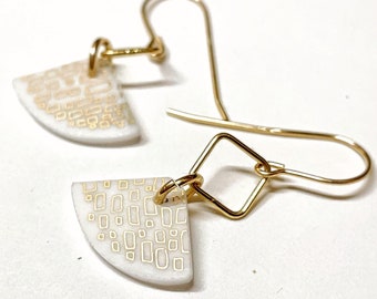 22k Gold - Fused to Glass  - Earrings - lightweight - 14k gold-fill hooks - nickel free
