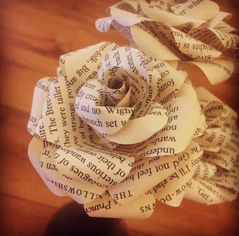 Book Roses Paper Flowers Literary Flowers Classic Lit Recycled Books Book Lover Flower Wedding Bouquet Graduation Gift image 2