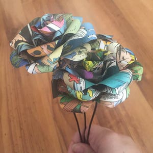 Comic Book Flower Bouquet - Marvel DC Superhero Roses - Nerd Roses - Wedding Bouquet - Mothers Day Gift - Undying Flowers - Graduation Gift image 3