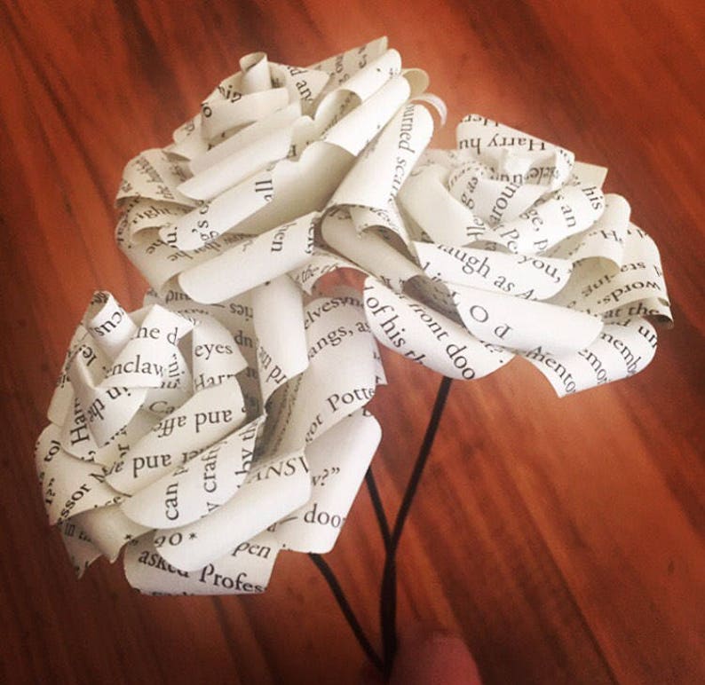 Book Roses Paper Flowers Literary Flowers Classic Lit Recycled Books Book Lover Flower Wedding Bouquet Graduation Gift image 4