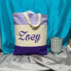 Personalized Canvas Totes, Tri Color Totes, Teacher Totes, Beach Totes, Wedding Party Gift, Women Gifts, Totes for Kids, Best Friend Gift,