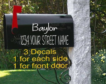 3 Mailbox Decals, Vinyl Mailbox Address, Custom Mailbox, House Numbers, Personalized Mailbox, Mailbox Stickers, Mailbox Designs