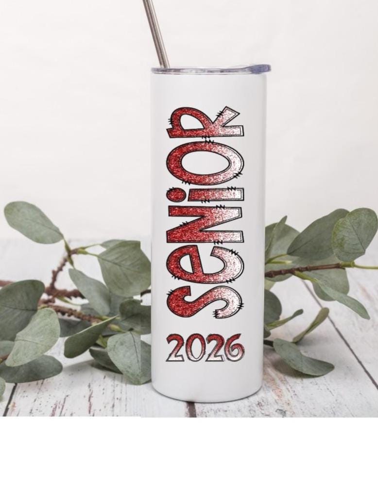 SENIOR 2025 TUMBLER, Red and White Glitter, Class of 2025, Personalized Senior Gift, SENIOR 2025, Christmas Gift, Senior Tumbler