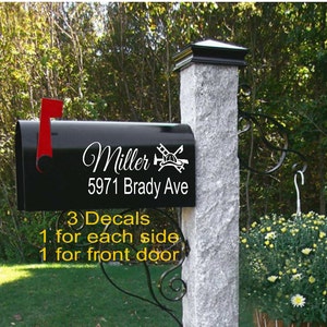 Mailbox Decal, Custom Mailbox, Personalized Mailbox, Firefighter Mailbox Decal, Mailbox House Numbers, Lettering for Mailbox Name Address