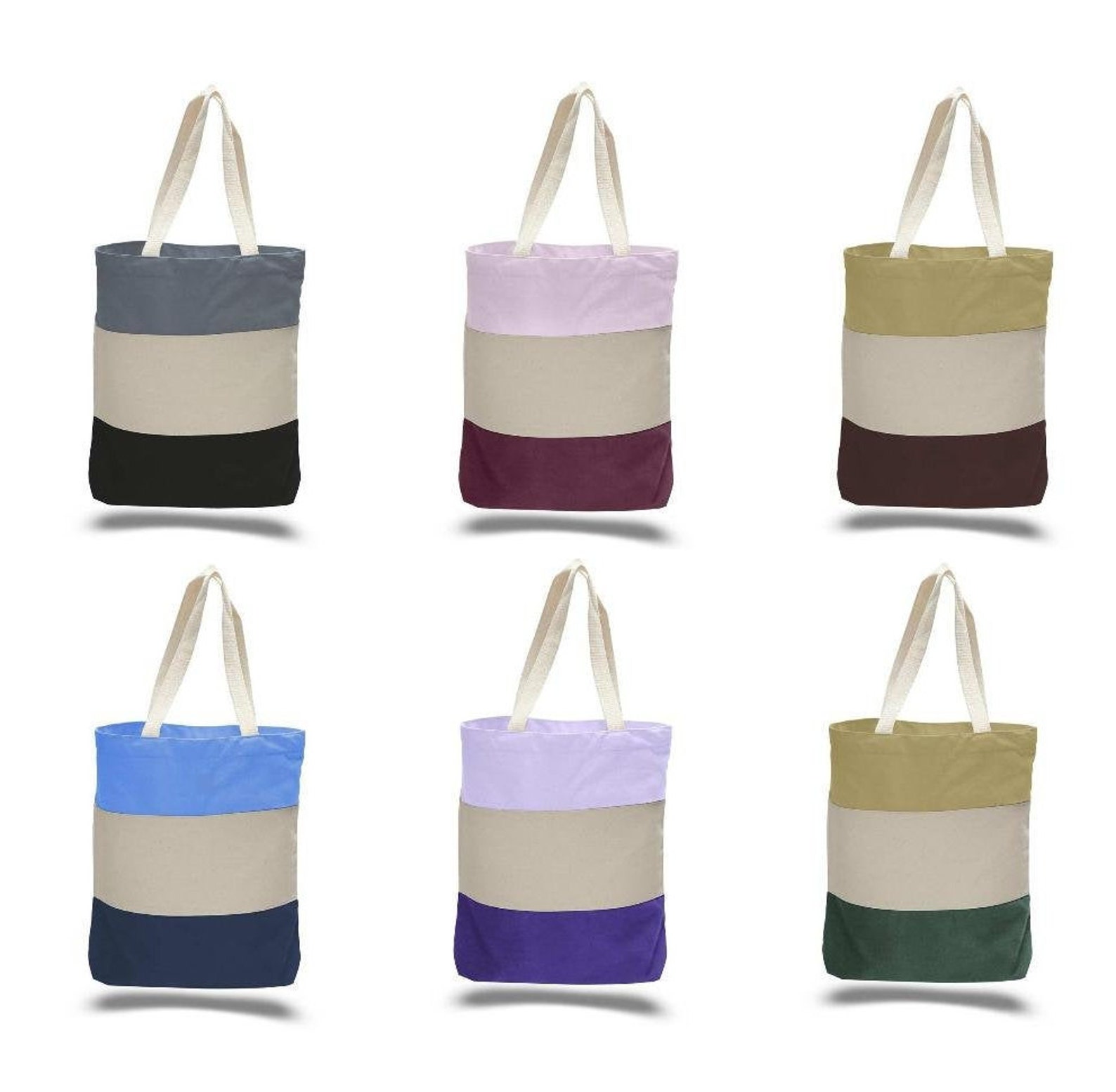 Blank Canvas Tote Bag Tri Color Totes Teacher Tote Bag - Etsy