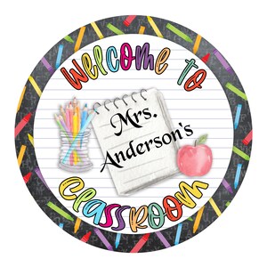 Personalized Teacher Door Sign: Welcome to Classroom, Round MDF Decor ...