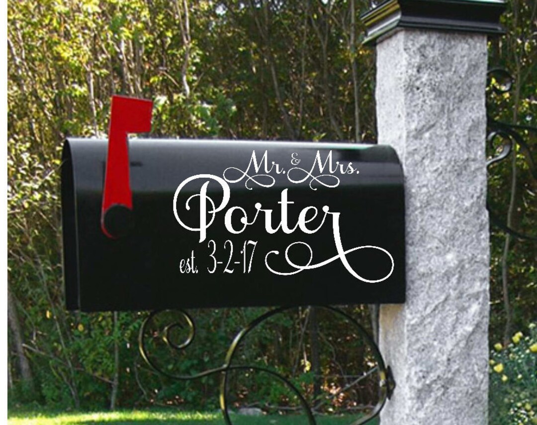 Custom Wedding Mailbox Decal: Personalized Vinyl Lettering - Etsy
