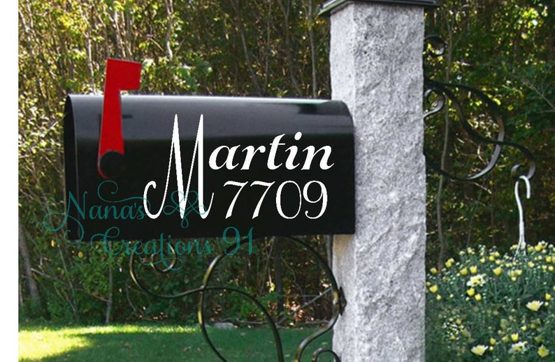 May include: Black mailbox with a white vinyl decal that says "Martin 7709".