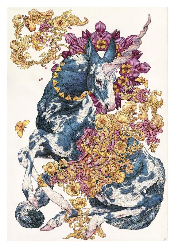 Heavenly Unicorn: Large Limited Edition Print - Etsy