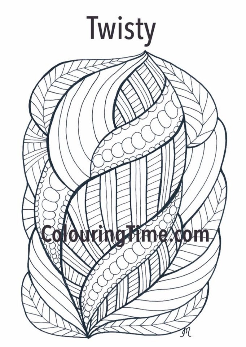 Twisty Hand Drawn Colouring PDF Printable | Etsy