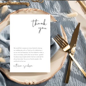 Elegantes notas de agradecimiento con diseño de plato de boda impreso - Juego de tarjetas impresas