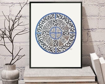 Blue Magik Circle, Carl Jung Art, Red Book Art, Original Magic Circle, Zodiac Wheel, Occult Symbols, Celtic pattern, Spiritual artwork