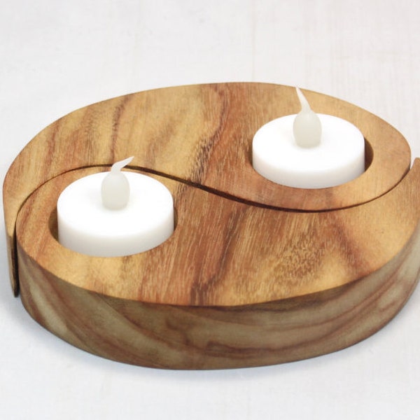 Handmade Wooden Ying and Yang Tea Light Holder to create Mood Lighting on that Special Occasion