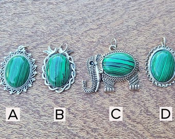 Striped Malachite-Like Stone Pendant: Healing Energy Gift