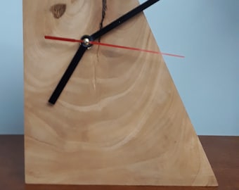 Hand Crafted Modern Wood Clock, Minimalist Wall Clock,  Desk Clock,  Unique Mantle Clock