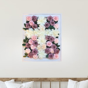 Floral Wall Cross, Woodland Whimsical Cross, Gift for Christian Home, Gift for Marriage, Nursery Decor Wall Art, Cross Wall Decor