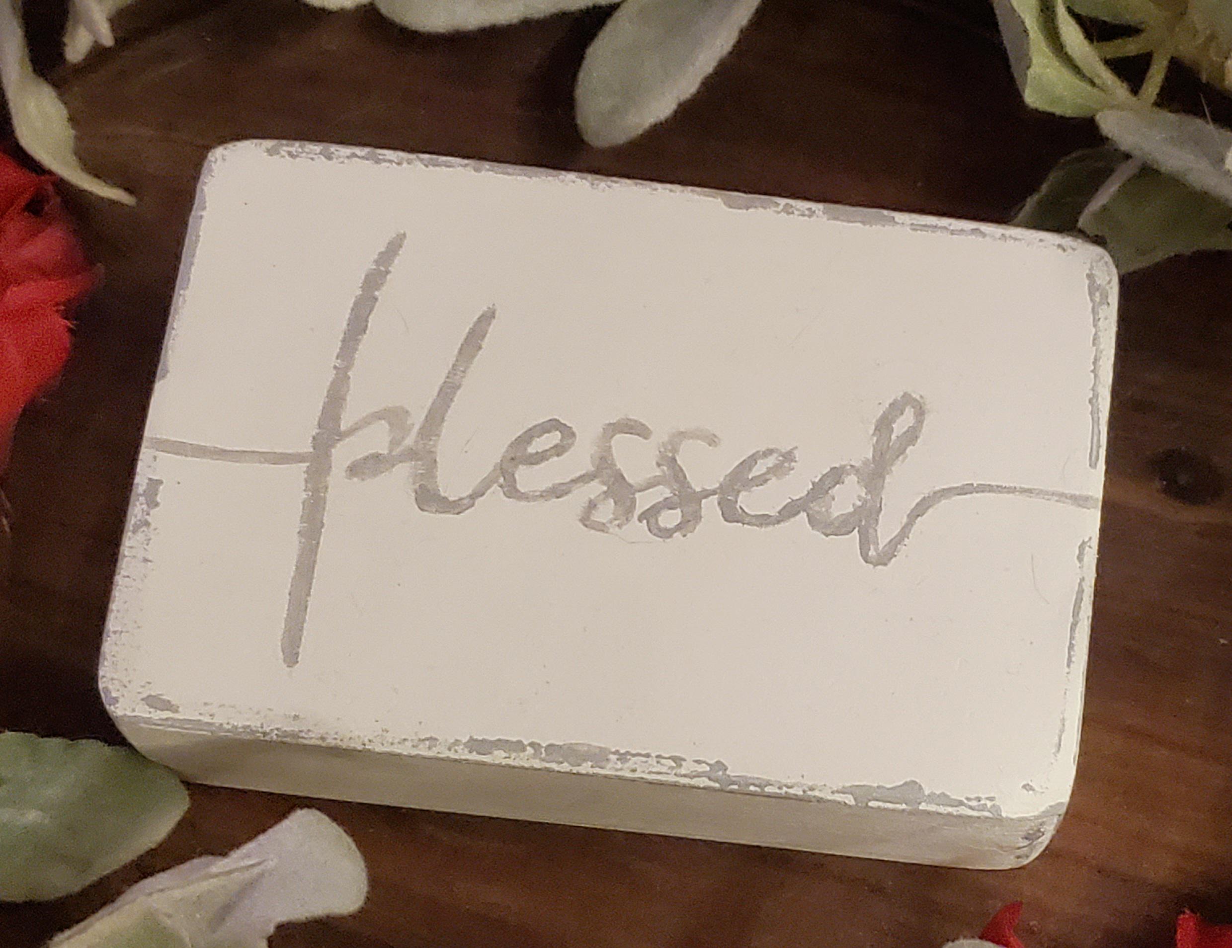 Farmhouse Blessed Block Sign, Shelf Sitter Blessed Sign, Inspirational ...