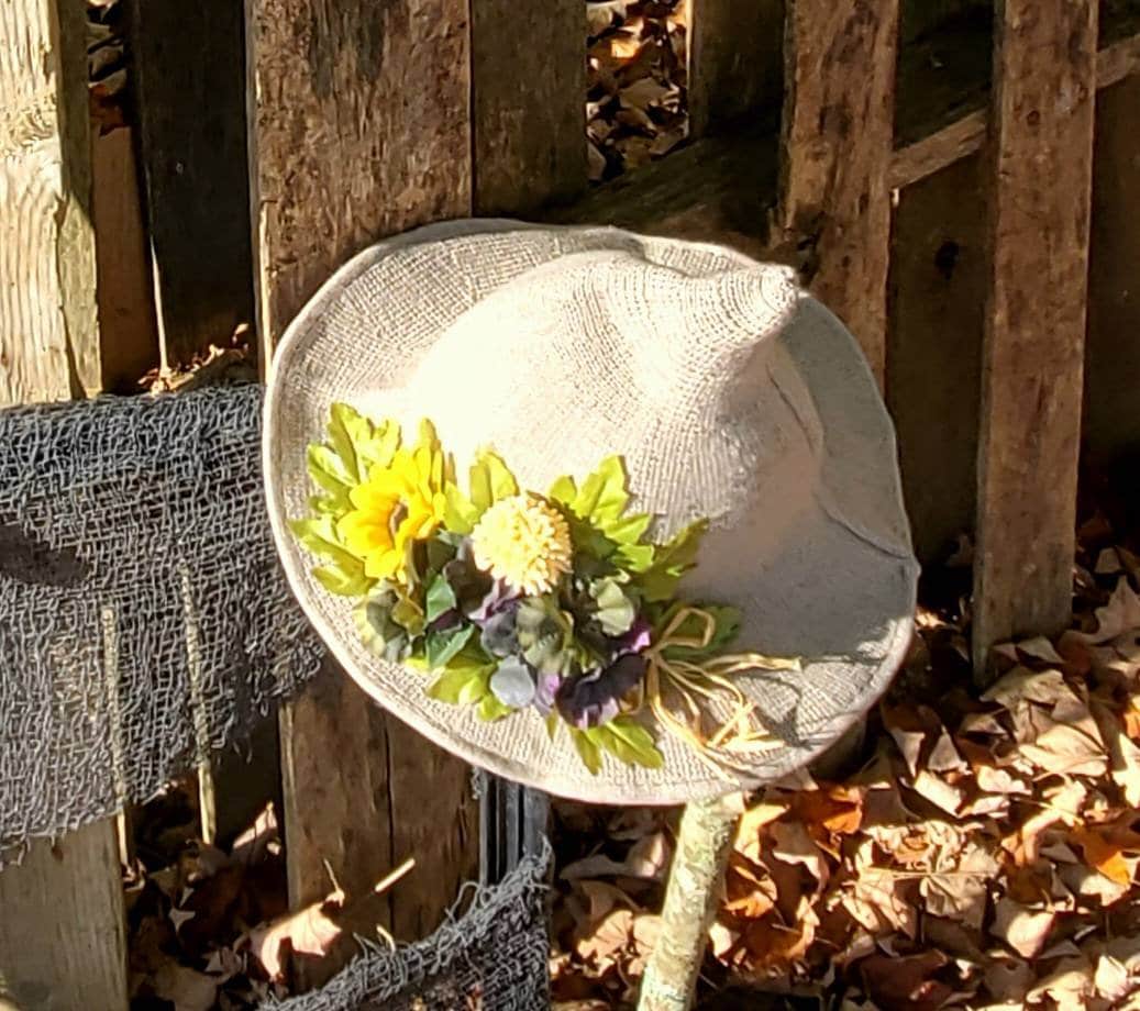 Gorgeous Floral Witch Hat, Beautiful Woodland Witch Hat, Tan  display picture 1