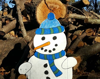 Handgefertigter Holz Schneemann, Holz Schneemann, Paletten Schneemann, Weihnachtsdekor, Outdoor Weihnachtsdekor