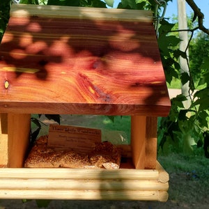 Recycled Wood Bird Feeder, Multi-Species Bird Feeder, Wood Bird Feeder