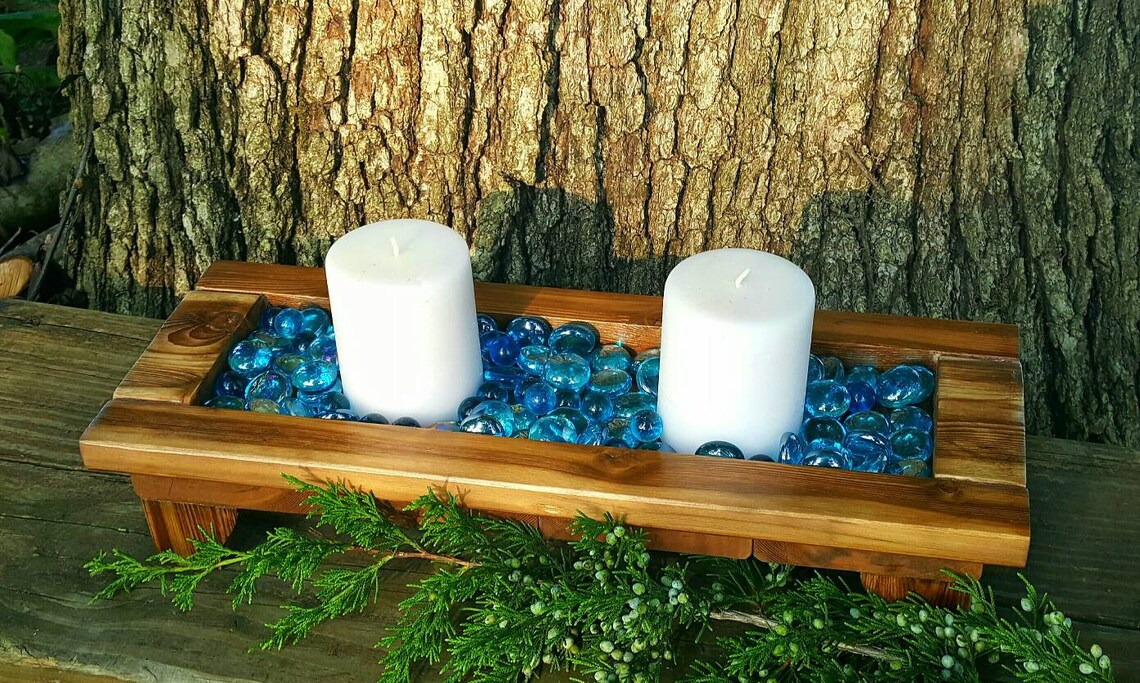 Handmade Wood Candle Tray Rustic Wood Candle Tray Wood Etsy