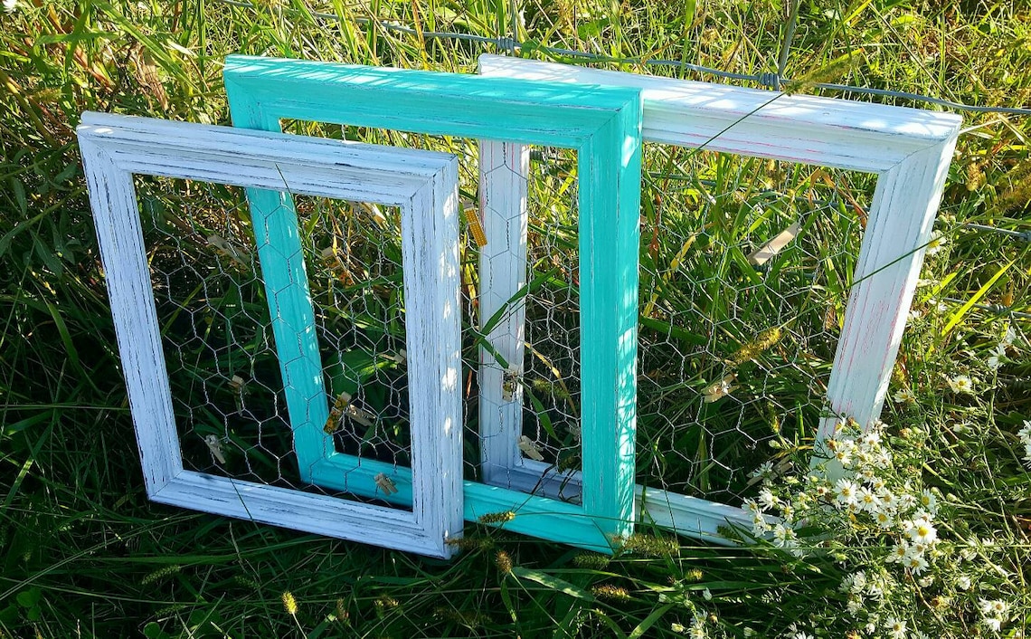Distressed Chicken Wire Frame Chicken Wire Picture Frame Etsy